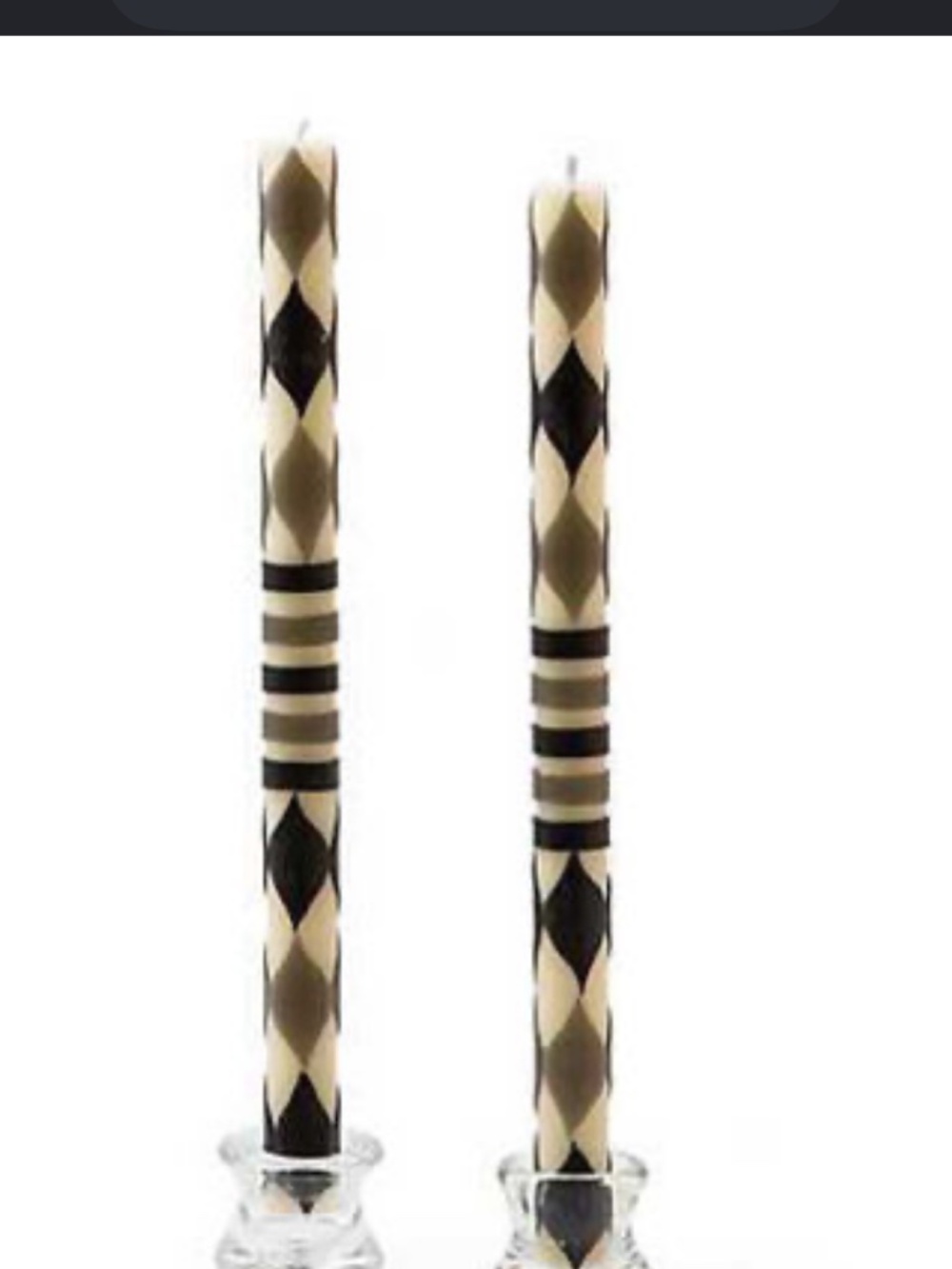 Mackenzie-Childs Marquee Dinner Candles Black and Grey